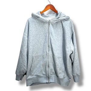 American Eagle Gray Full Zip Oversized Hoodie Sweatshirt Size Medium